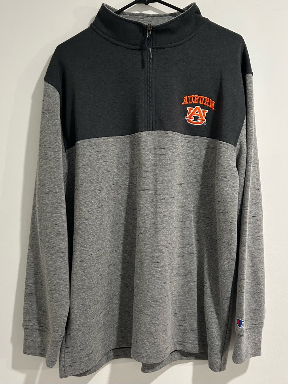 Men's Champion Auburn Tigers Color-Blocked Quarter-Zip Pullover Jacket